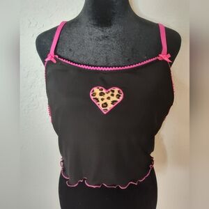 💔 SOLD 💔 dELiA*s It's A Fuzzy Story Leopard Heart Tank Top - Size L